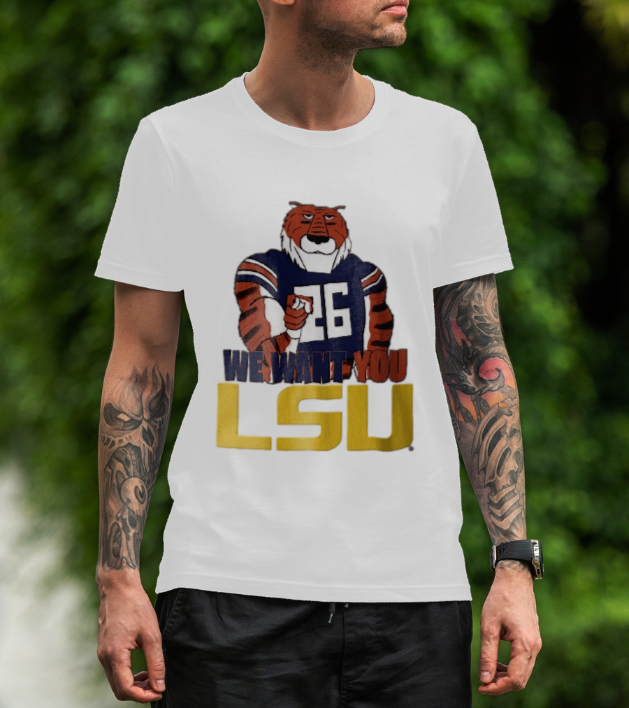 LSU Tigers We Want You Number 26 Mascot Pointing T-Shirt