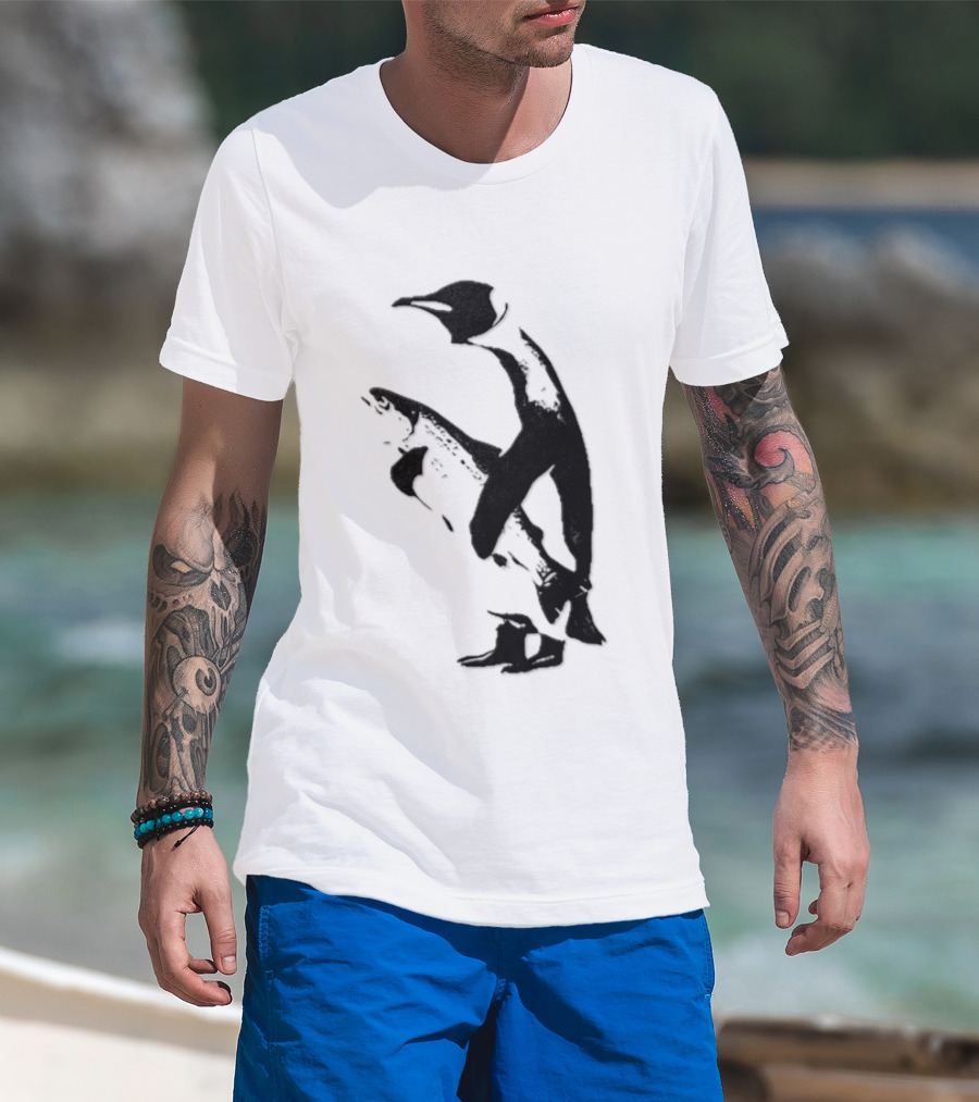 Penguin Holding A Fish T-Shirt