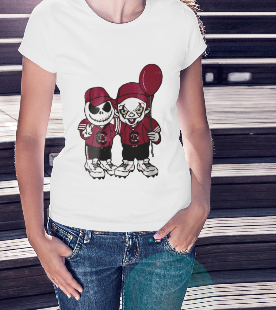 South Carolina Gamecocks NCAA Jack Skellington Pennywise Red Balloon Cartoon T-Shirt