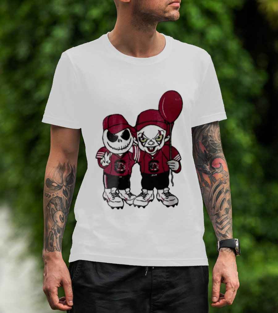 South Carolina Gamecocks NCAA Jack Skellington Pennywise Red Balloon Cartoon T-Shirt