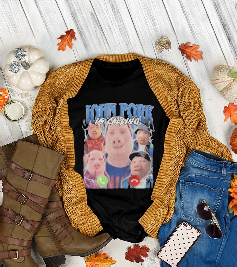 John Pork Is Calling Meme Pig Characters T-Shirt
