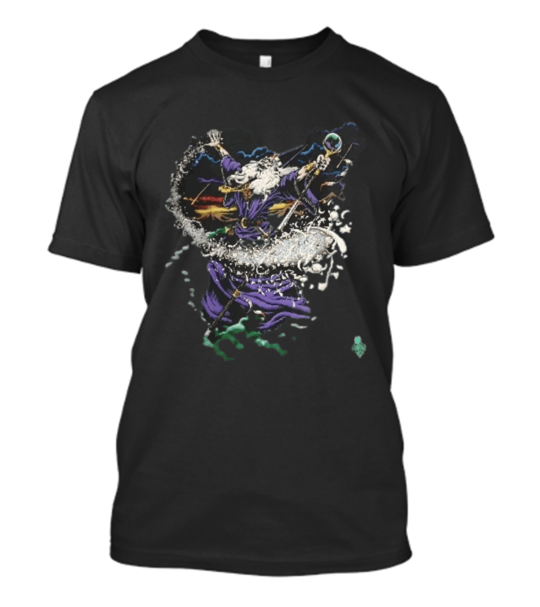 Liquid Blue 1994 Wizard Casting Magic Stars Celestial Staff T-Shirt