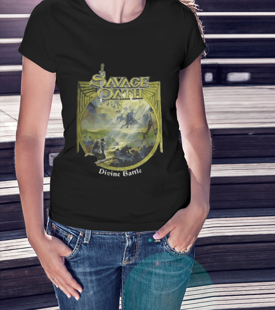 Savage Oath Divine Battle Ghostly Cavalry And Wounded Kneeling Knight T-Shirt