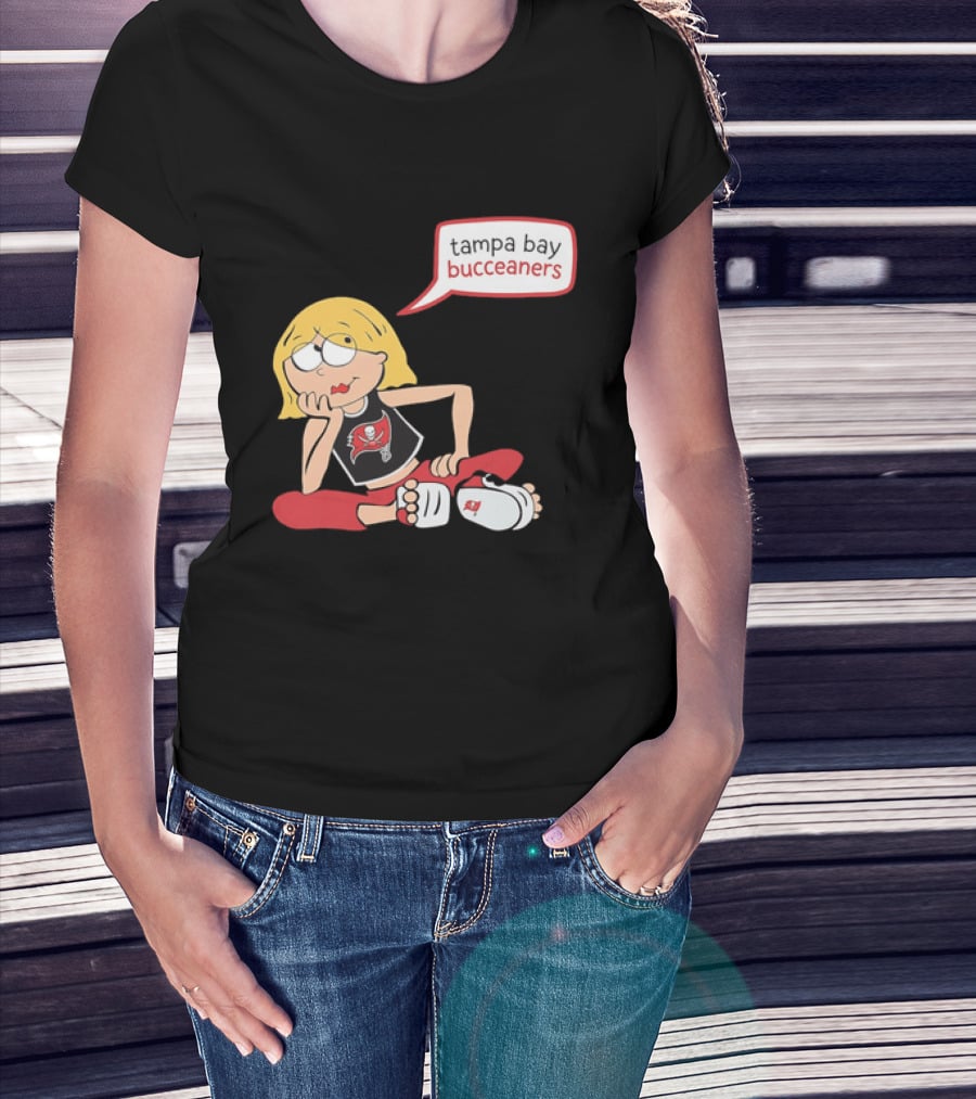 Tampa Bay Buccaneers Cartoon Blonde Girl Speech Bubble Red Pants T-Shirt