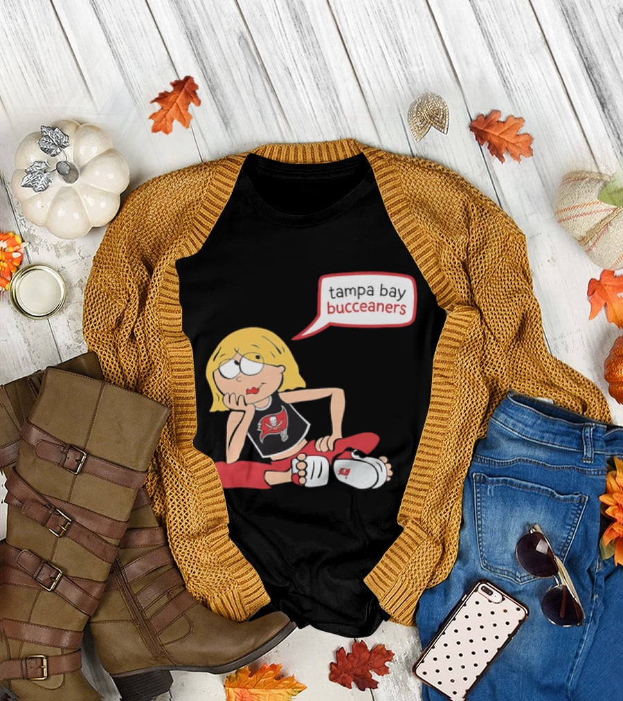 Tampa Bay Buccaneers Cartoon Blonde Girl Speech Bubble Red Pants T-Shirt