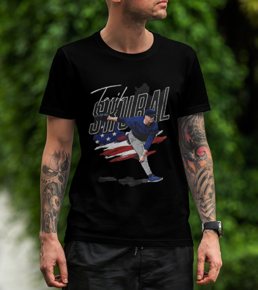 Tarik Skubal Pitching American Flag Baseball Player T-Shirt