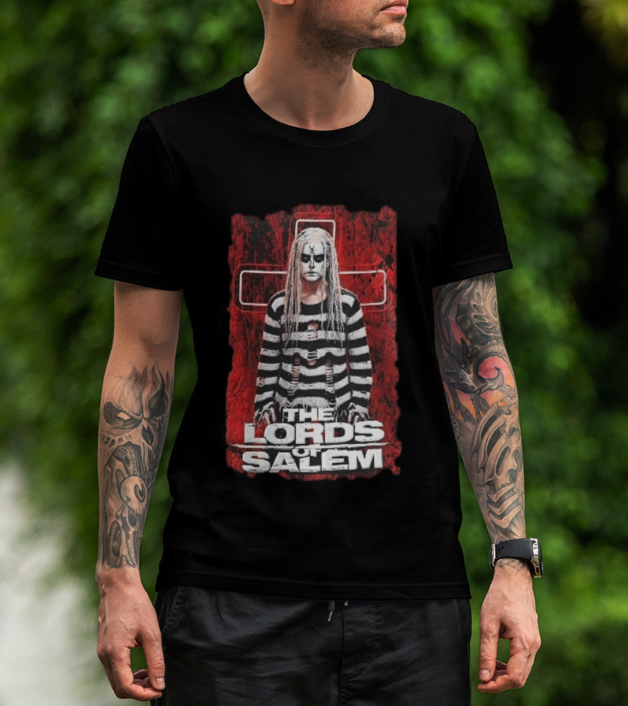 The Lords Of Salem Striped Dreadlocks Face Paint Inverted Cross T-Shirt