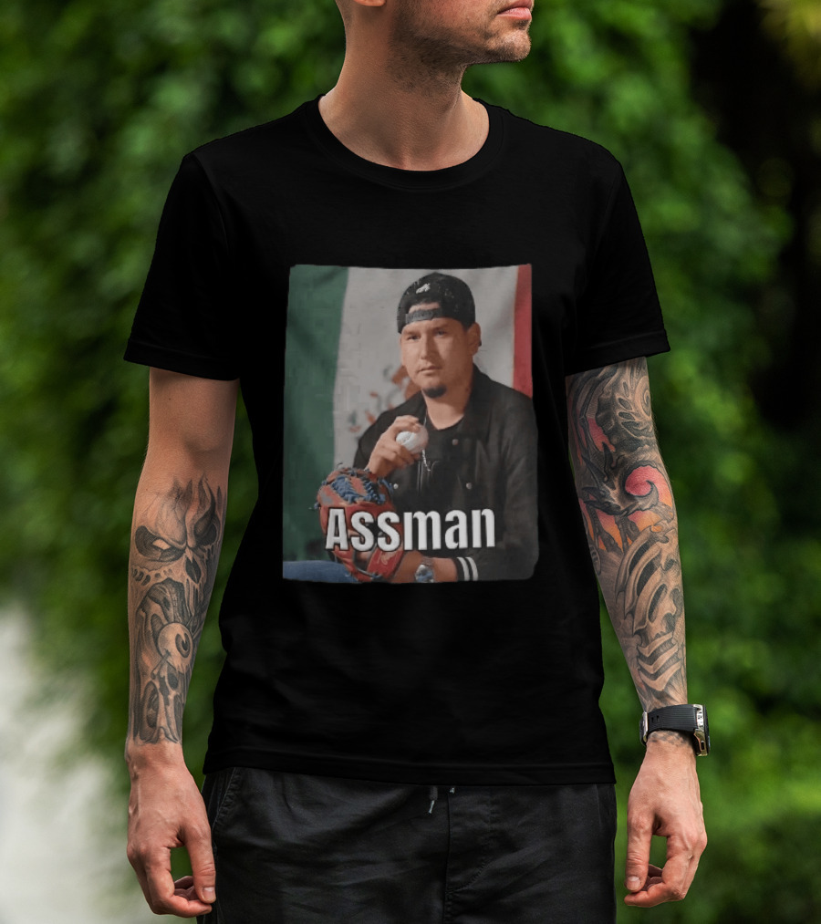 Assman Baseball Pitcher Holding Ball With Mexican Flag T-Shirt