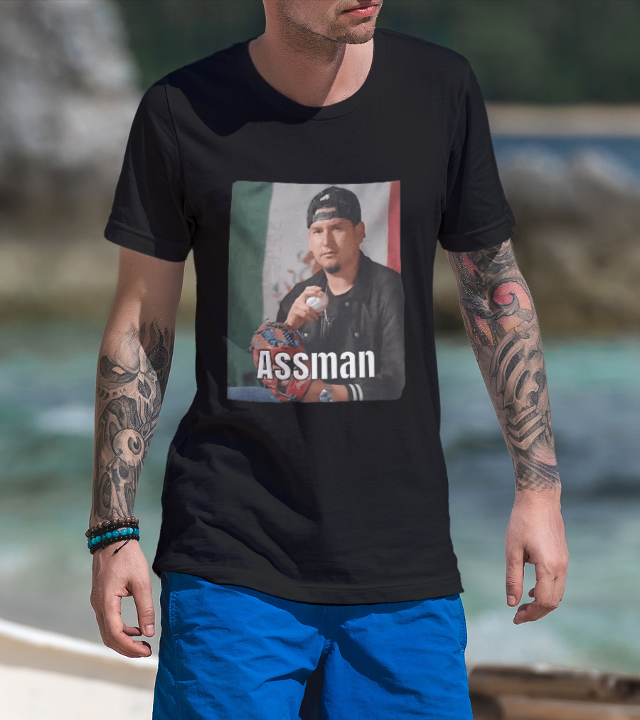Assman Baseball Pitcher Holding Ball With Mexican Flag T-Shirt