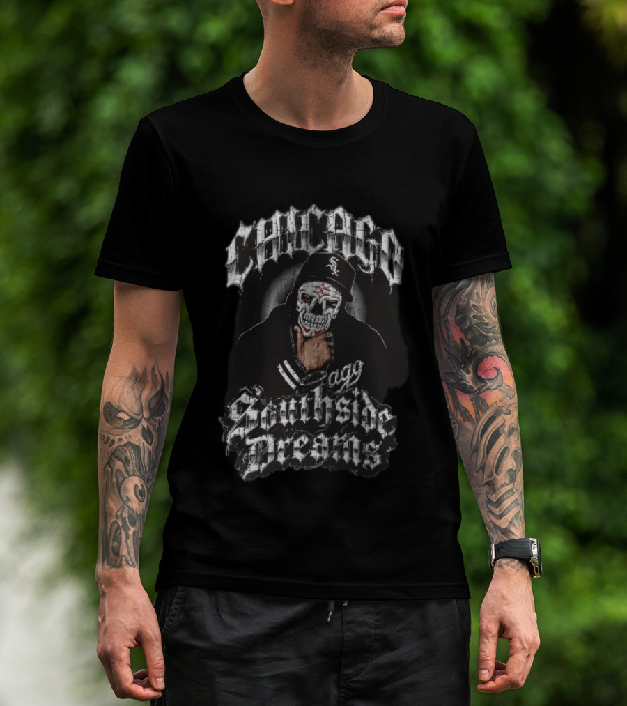 Chicago White Sox Southside Dreams Skull Mask Hooded Figure Barbed Wire T-Shirt