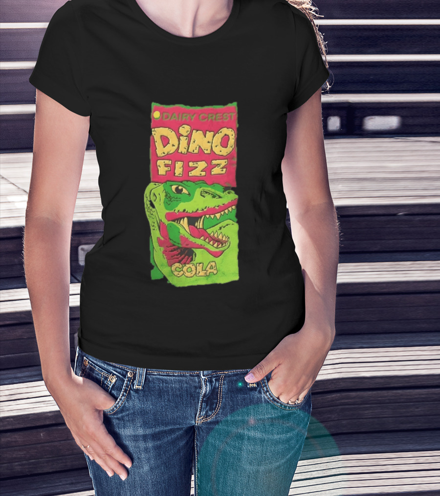 Dairy Crest Dino Fizz Cola Green Dinosaur Open Mouth Red T-Shirt