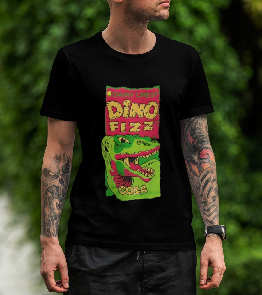 Dairy Crest Dino Fizz Cola Green Dinosaur Open Mouth Red T-Shirt