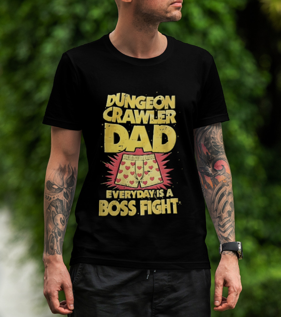 Dungeon Crawler Dad Everyday Is A Boss Fight Heart Boxer Shorts Spiky Starburst T-Shirt
