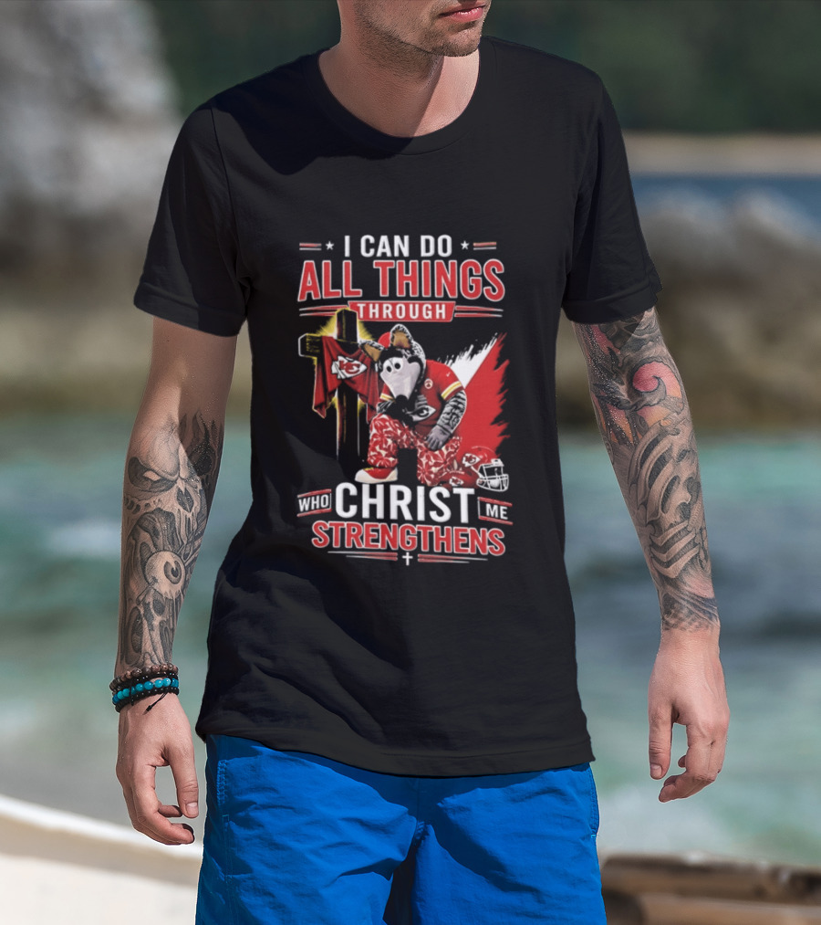 I Can Do All Things Through Christ Who Strengthens Me Kansas City Chiefs Football Player Kneeling Prayer Cross T-Shirt