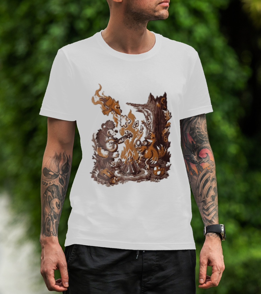 Banjo Kazooie Bear And Bird Music Campfire Jiggy Pixel T-Shirt