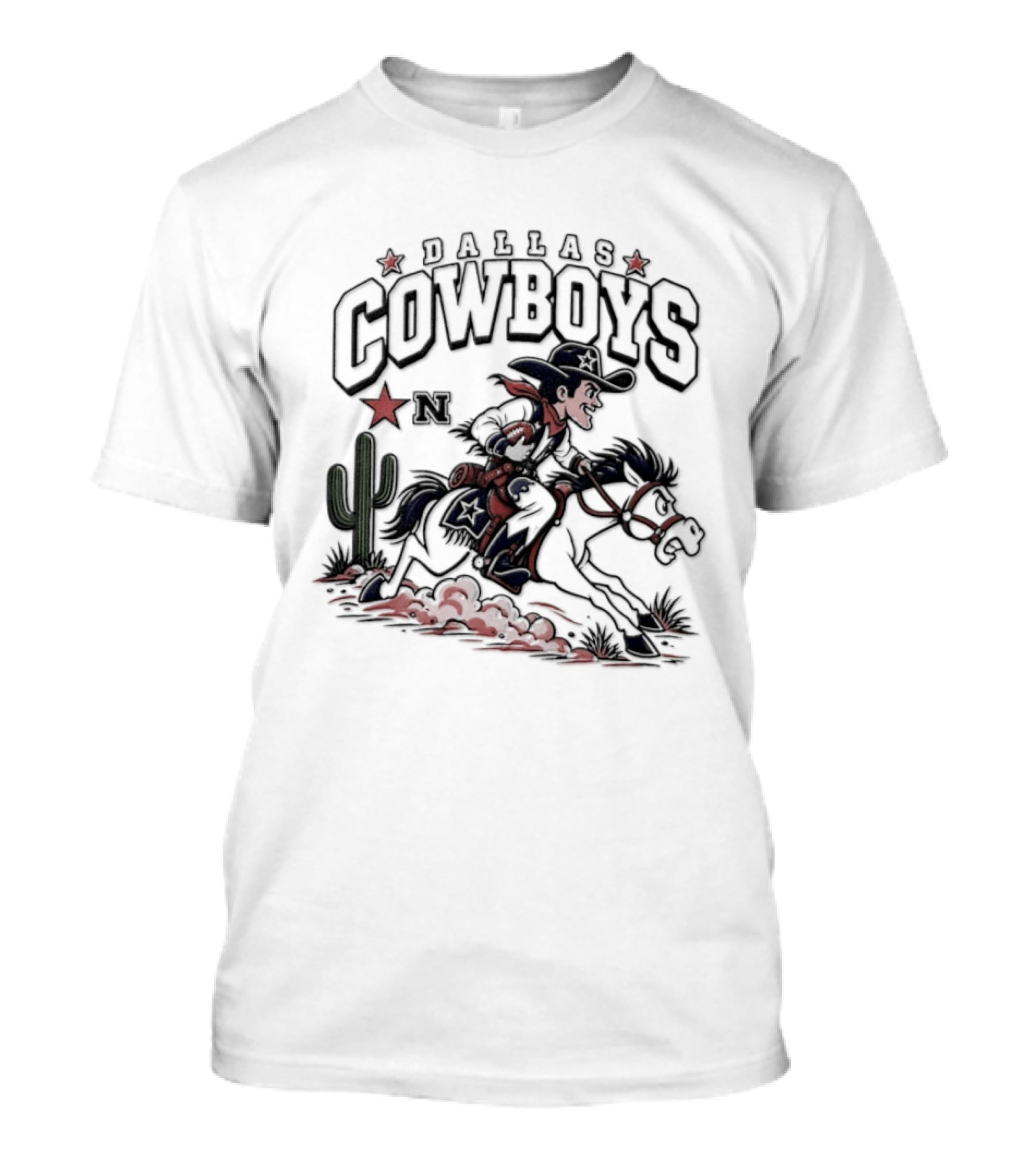 Dallas Cowboys Rider With Horse And Cactus Scene T-Shirt