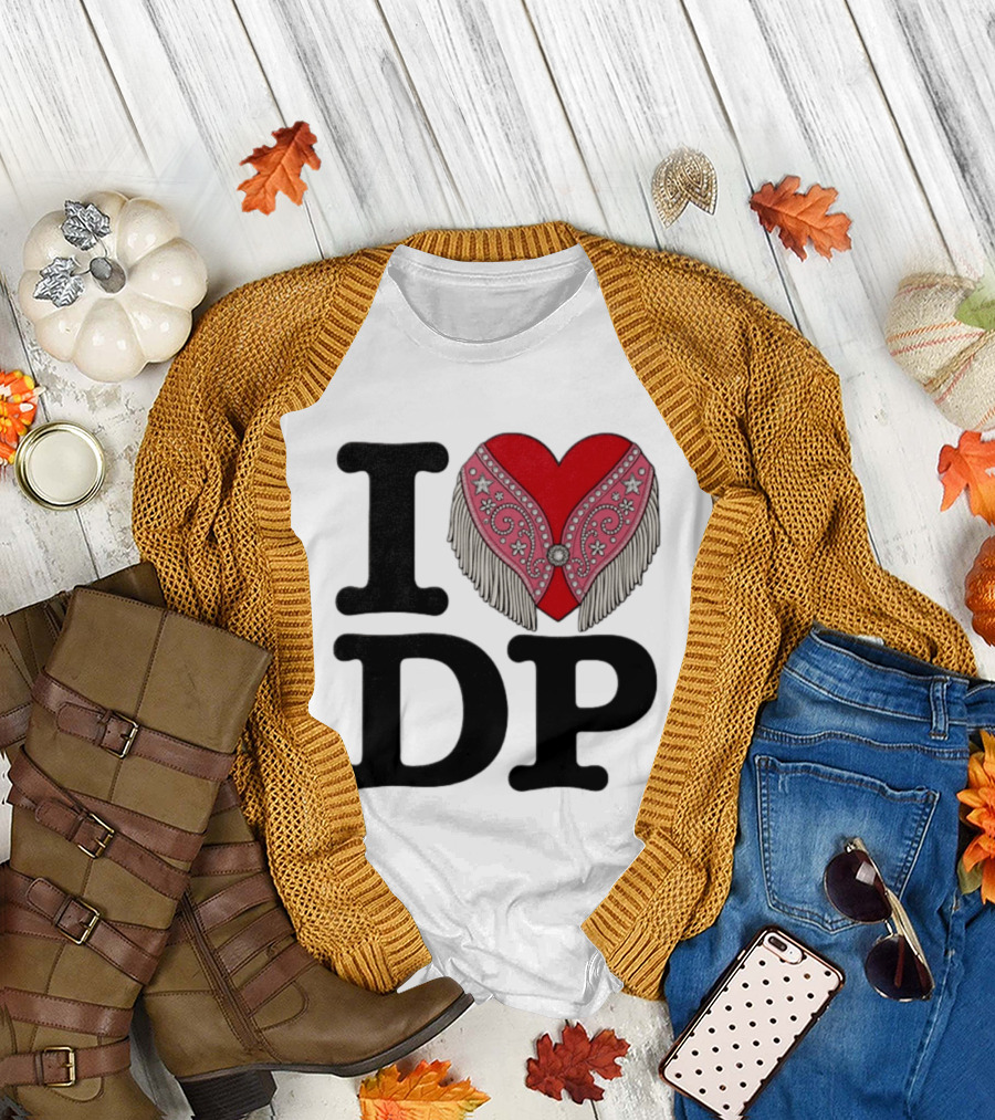 I Love DP Dolly Parton Heart Fringe Western T-Shirt
