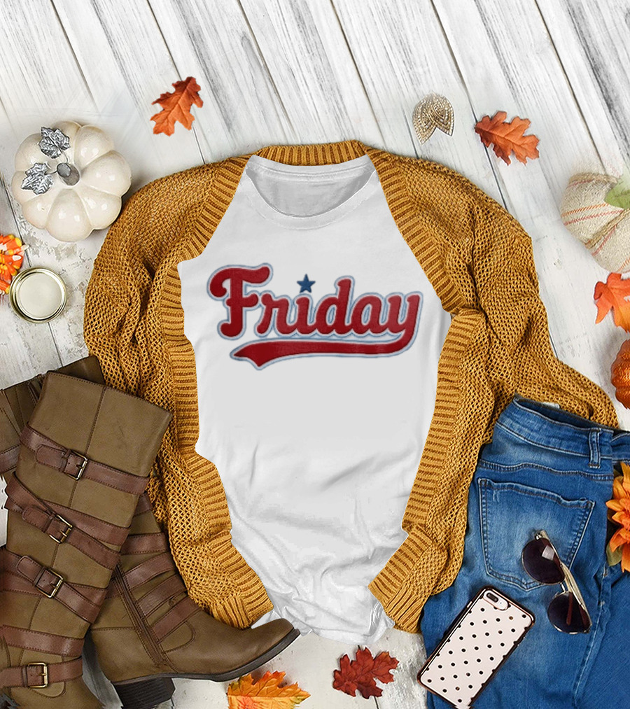 Philadelphia Phillies Friday Red Patriotic Baseball Star T-Shirt