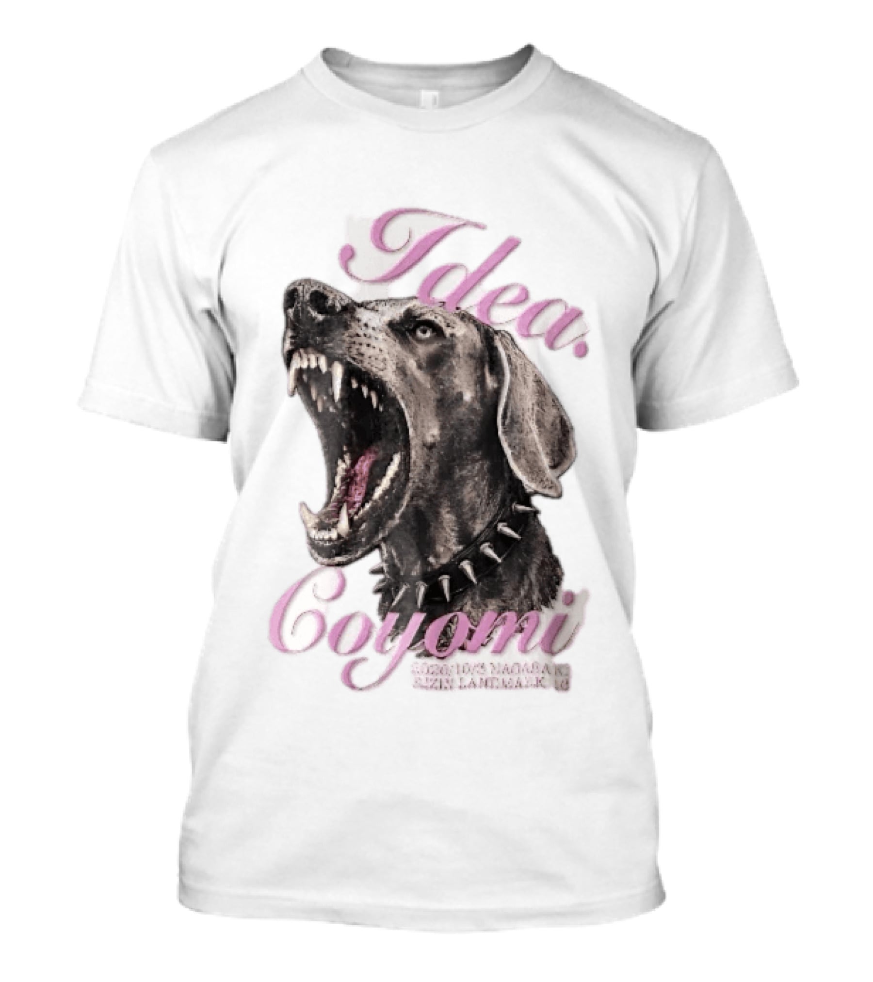 Rizin Idea Coyomi Nagasaki Snarling Dog Spiked Collar Pink Cursive 2024 T-Shirt