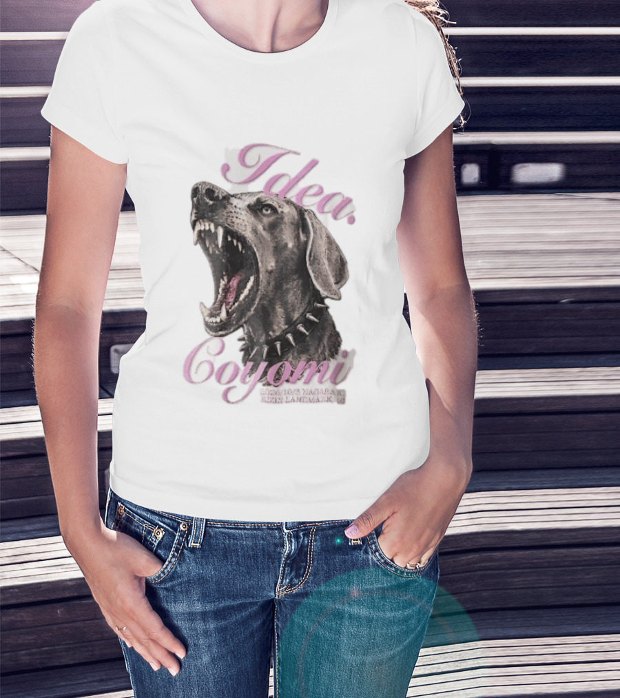 Rizin Idea Coyomi Nagasaki Snarling Dog Spiked Collar Pink Cursive 2024 T-Shirt