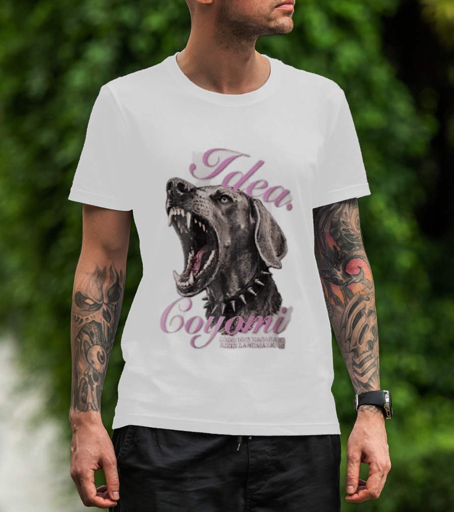 Rizin Idea Coyomi Nagasaki Snarling Dog Spiked Collar Pink Cursive 2024 T-Shirt
