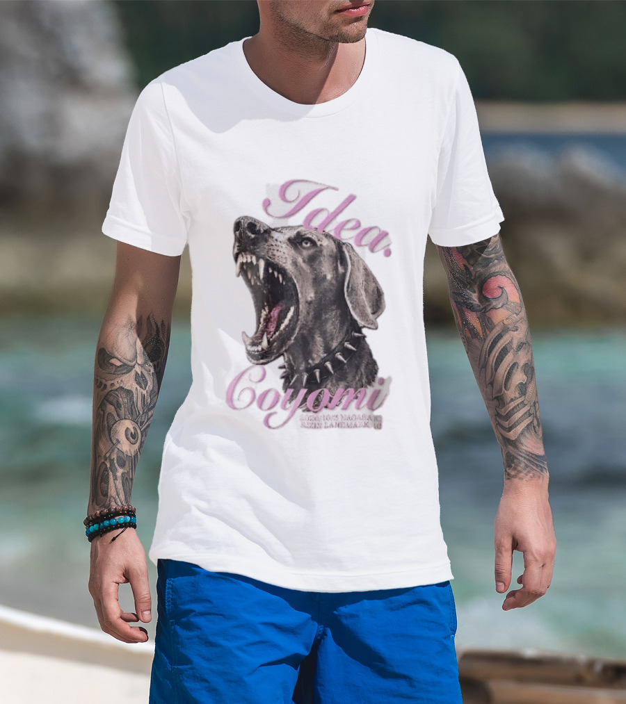Rizin Idea Coyomi Nagasaki Snarling Dog Spiked Collar Pink Cursive 2024 T-Shirt