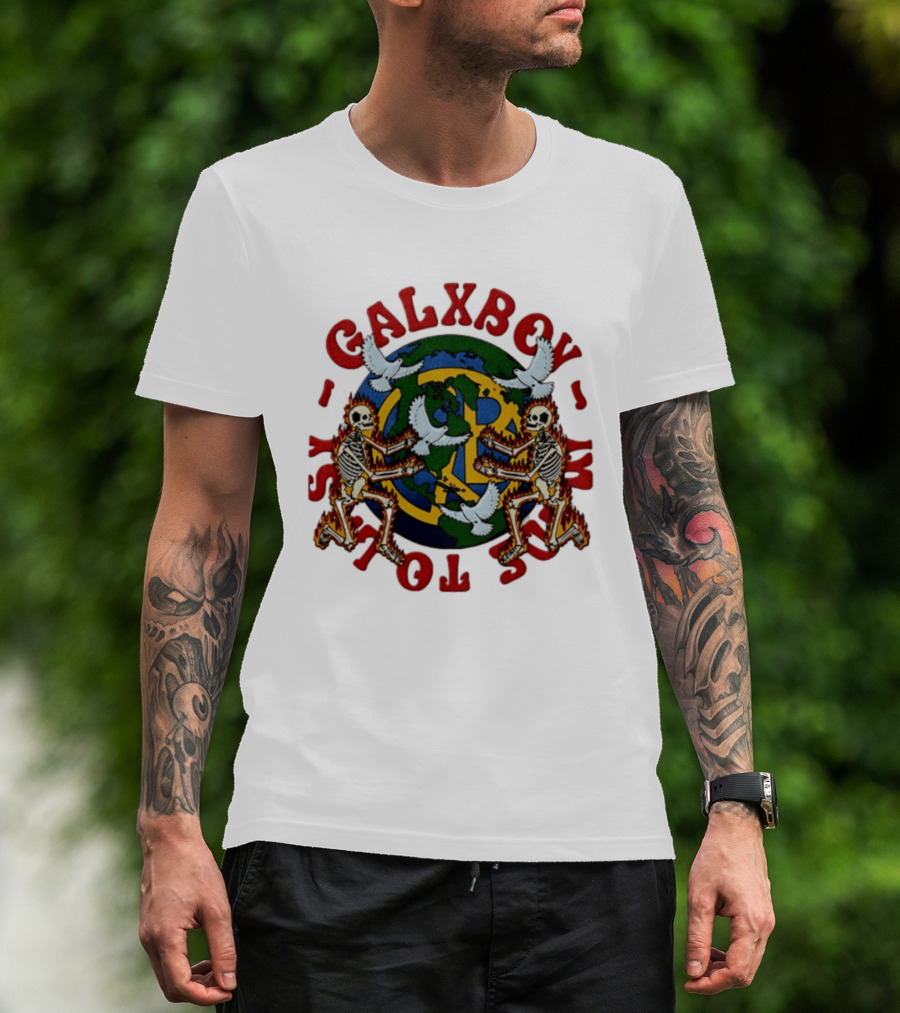 Galxboy Systms Toys Flaming Skeletons With Doves Peace T-Shirt