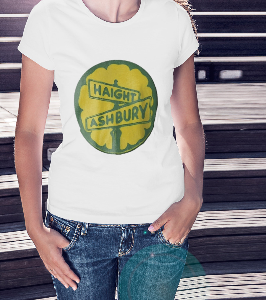 Haight Ashbury Street Sign Yellow Flower T-Shirt