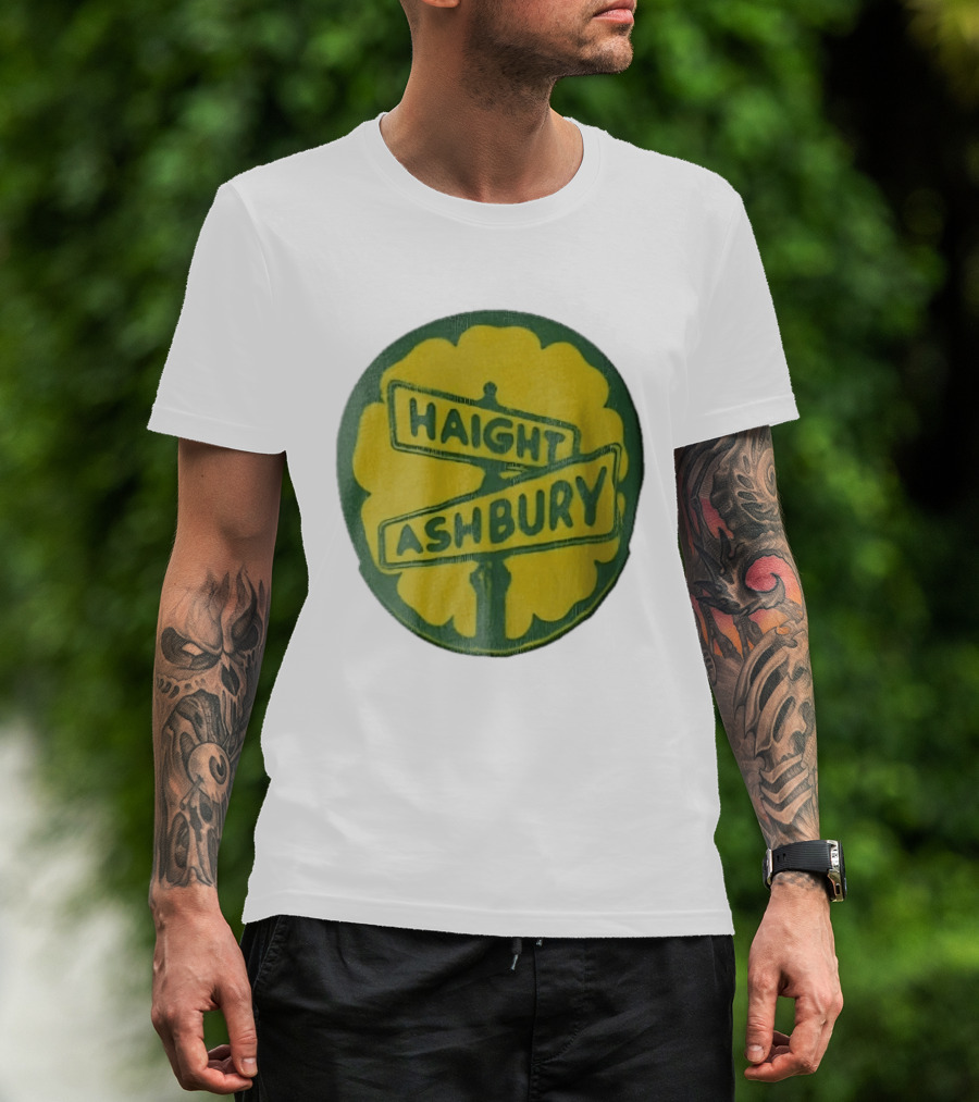 Haight Ashbury Street Sign Yellow Flower T-Shirt