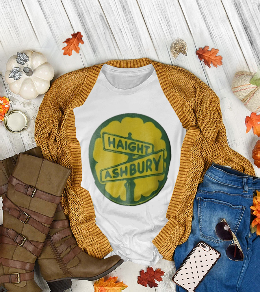 Haight Ashbury Street Sign Yellow Flower T-Shirt