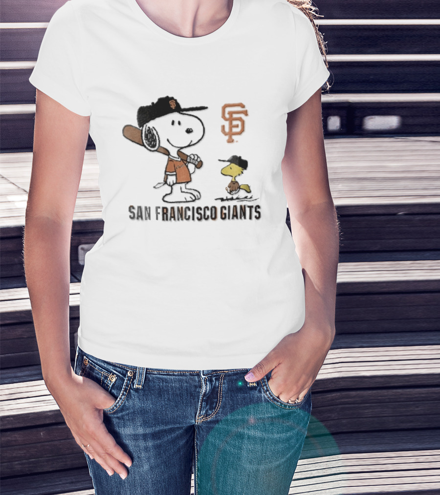 San Francisco Giants Snoopy Woodstock Cartoon Baseball MLB T-Shirt