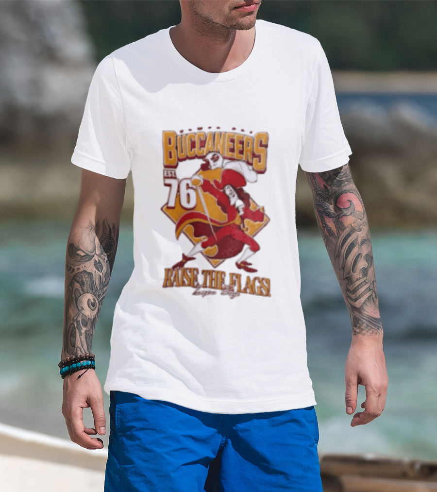 Buccaneers EST 76 Captain Hook Raise The Flags T-Shirt