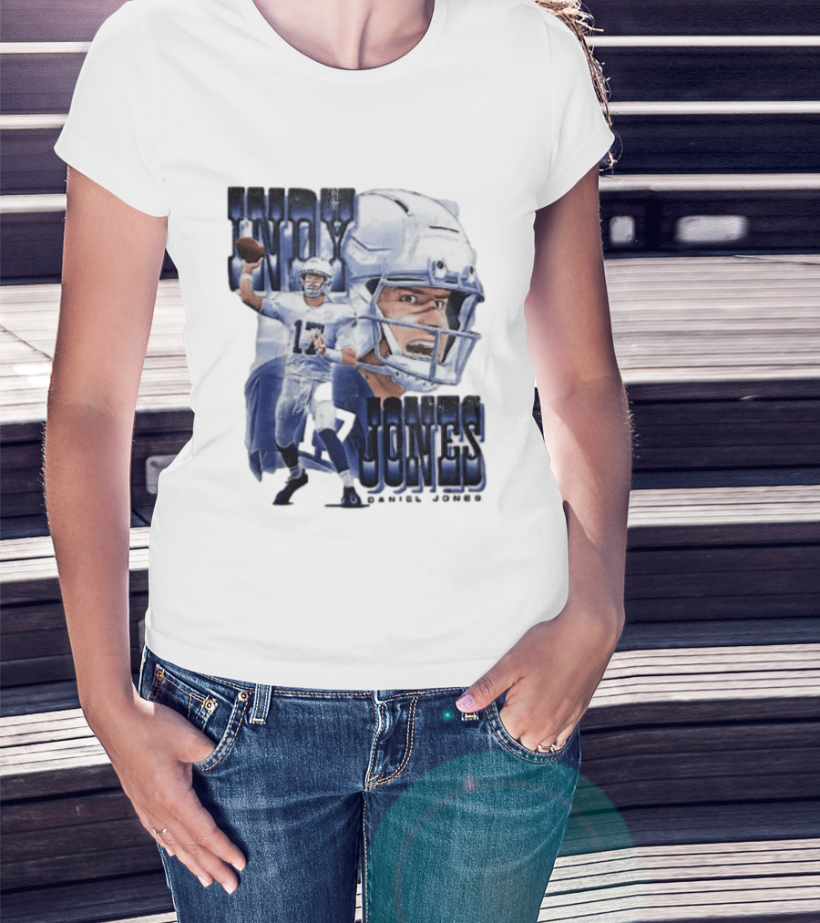 Indy Jones Football Quarterback Throwing Action Close Up Helmet T-Shirt
