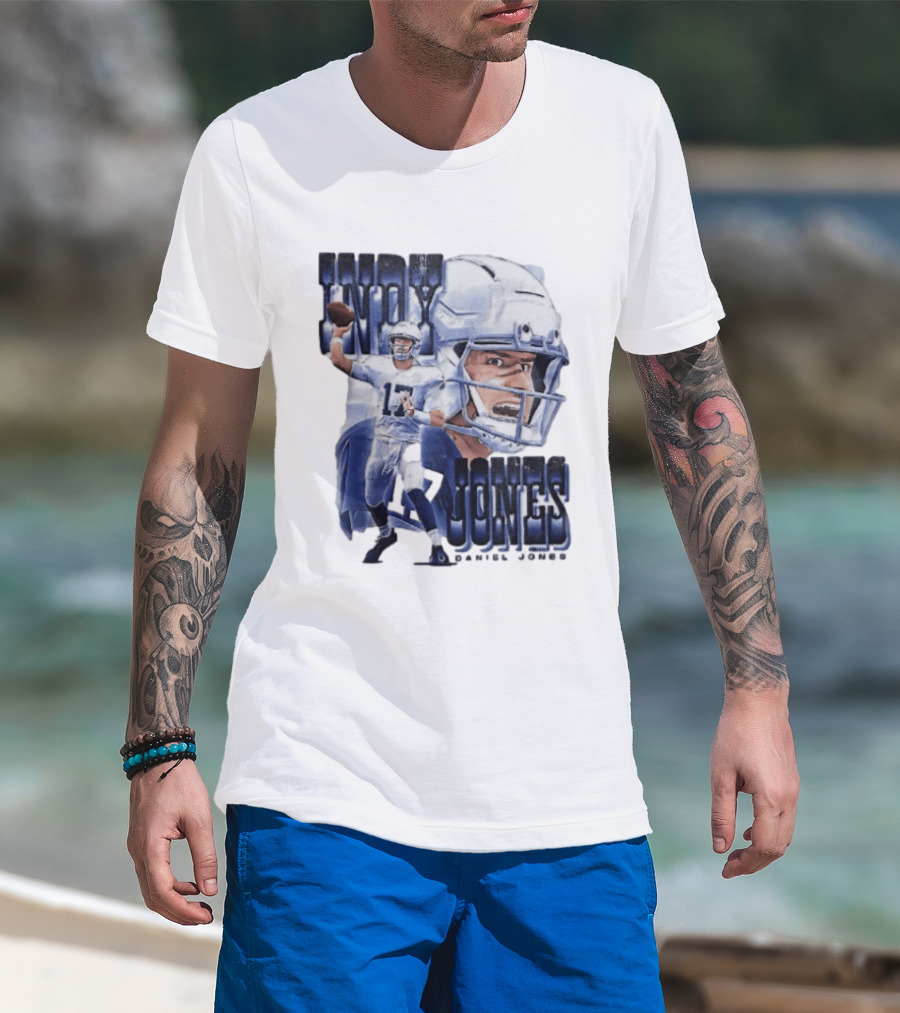 Indy Jones Football Quarterback Throwing Action Close Up Helmet T-Shirt