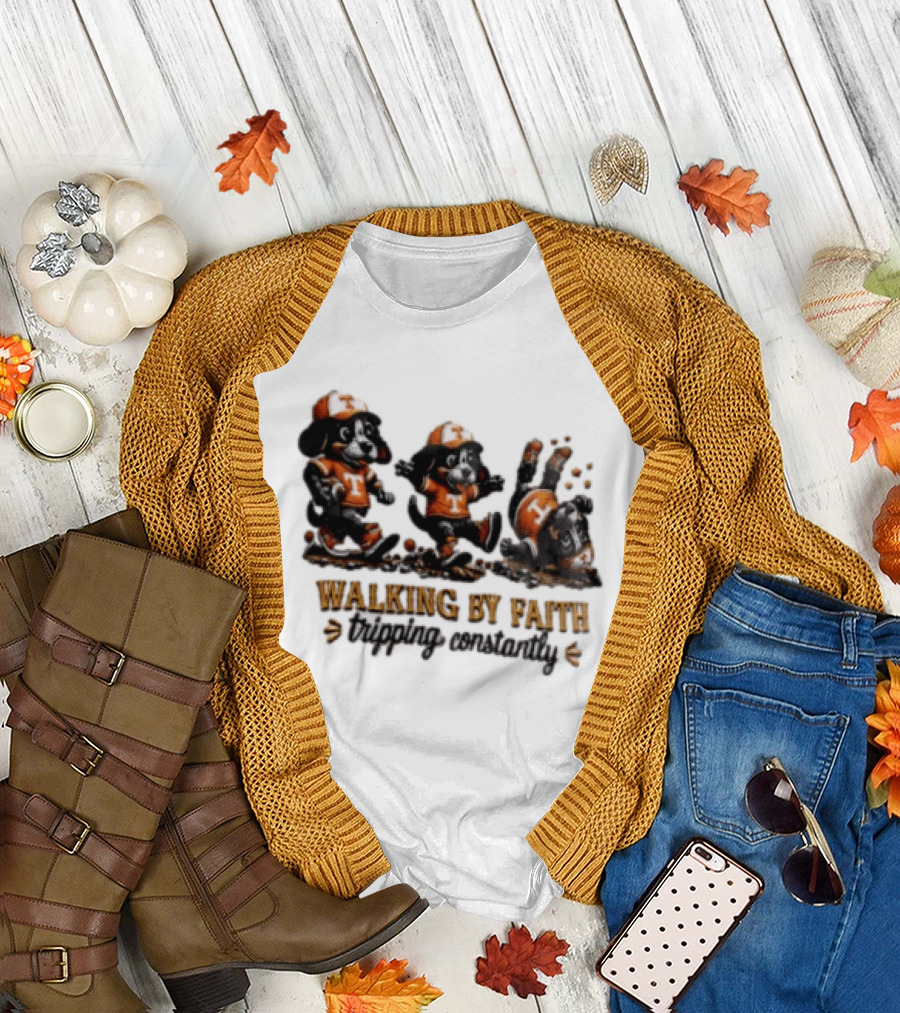 Tennessee Volunteers Walking By Faith Tripping Constantly Puppy T-Shirt