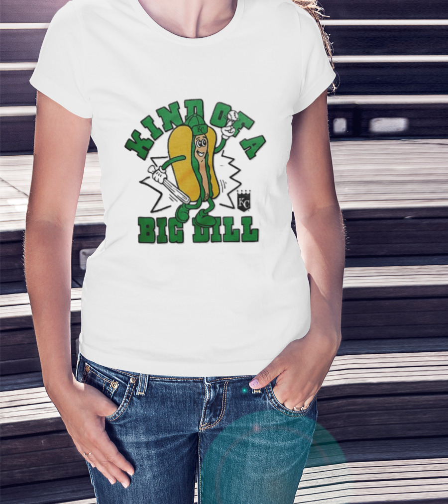 Kansas City Royals MLB Kinda Of A Big Dill Cartoon Pickle Hot Dog KC T-Shirt