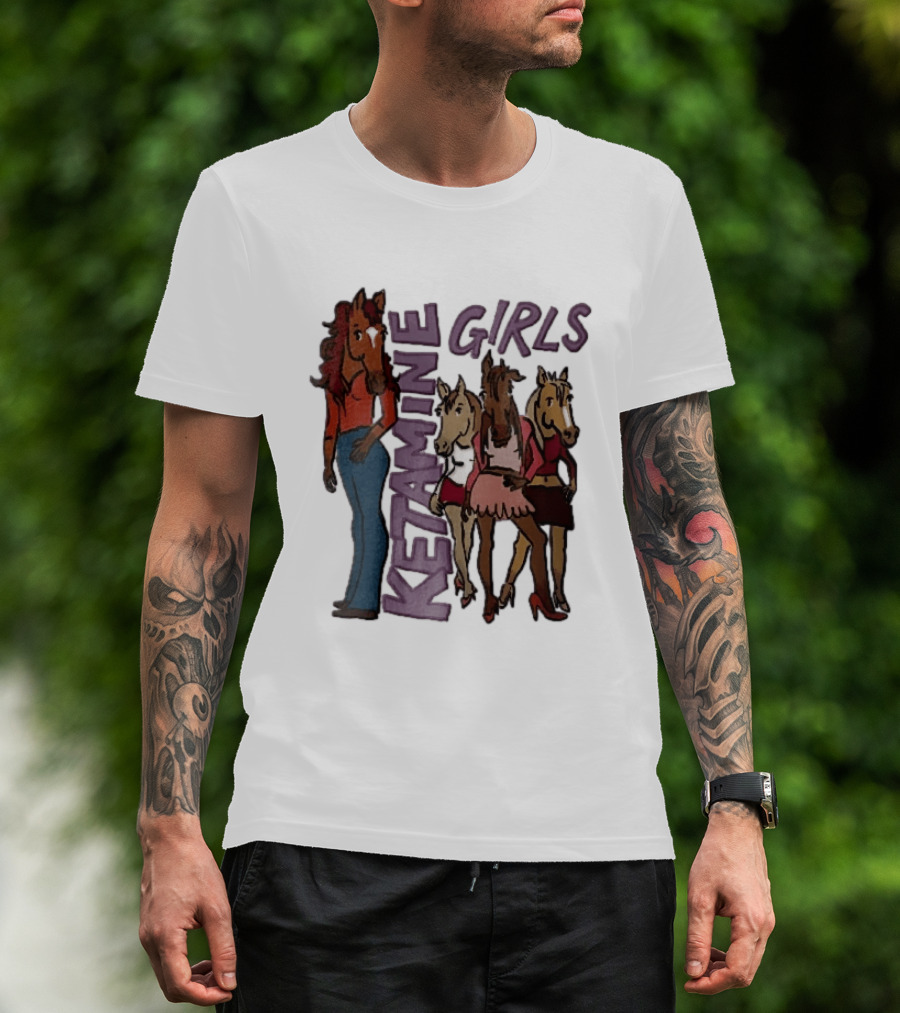 Ketamine Girls Cartoon Anthropomorphic Female Horses Fashion Outfits T-Shirt