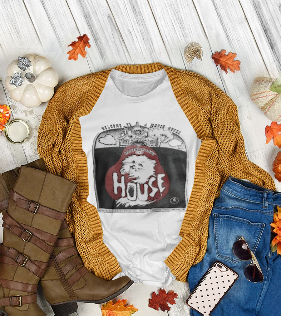 Welcome To A Movie House Ob Obayashi Film Toho Co Ltd Fluffy White Cat T-Shirt