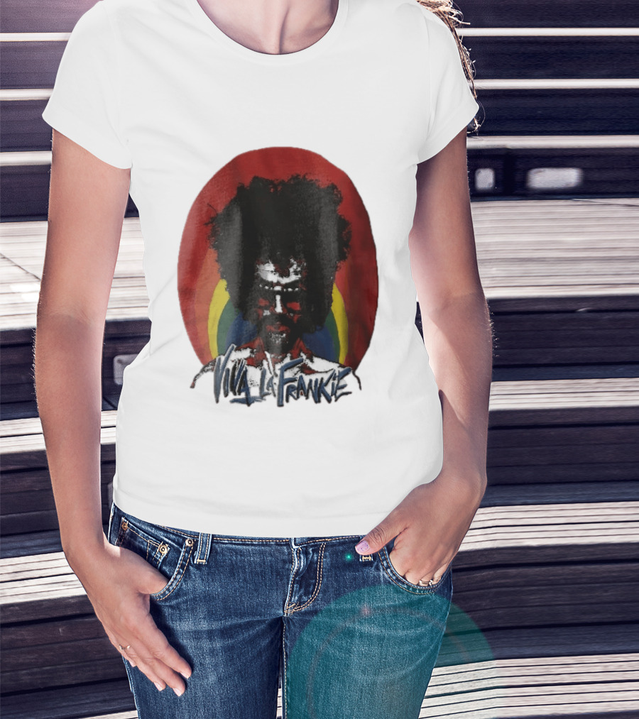 Viva LA Frankie Afro Man Glasses Rainbow Oval T-Shirt