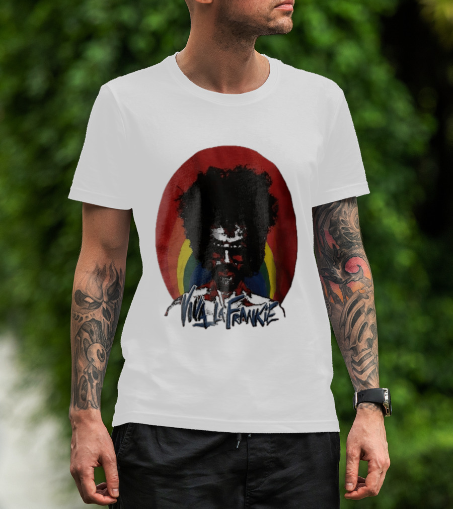 Viva LA Frankie Afro Man Glasses Rainbow Oval T-Shirt