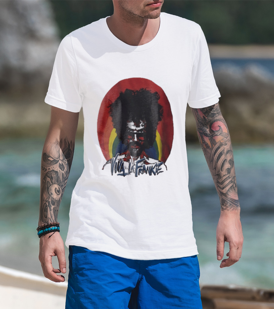 Viva LA Frankie Afro Man Glasses Rainbow Oval T-Shirt