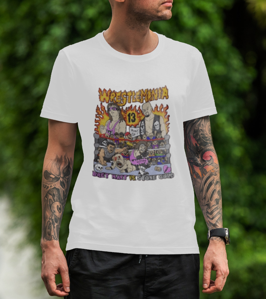 Wrestlemania 13 Bret Hart Vs Stone Cold Steve Austin Holy Shit Vintage Wrestling Battle T-Shirt