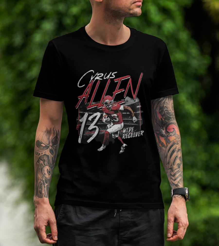 Cyrus Allen 13 Wide Receiver Football Player Running Stadium T-Shirt