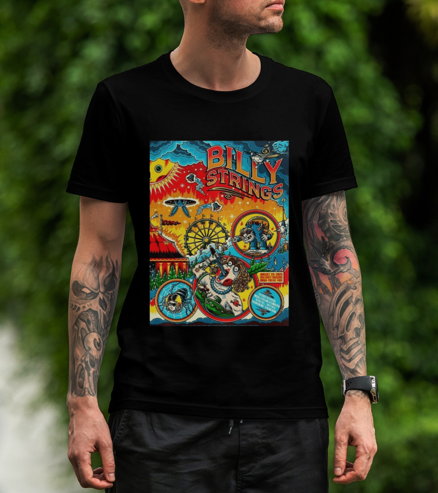 Billy Strings Ionia Freak Fair 2026 Night 2 Ionia MI August 29 UFO Carnival Extravaganza Ferris Wheel T-Shirt