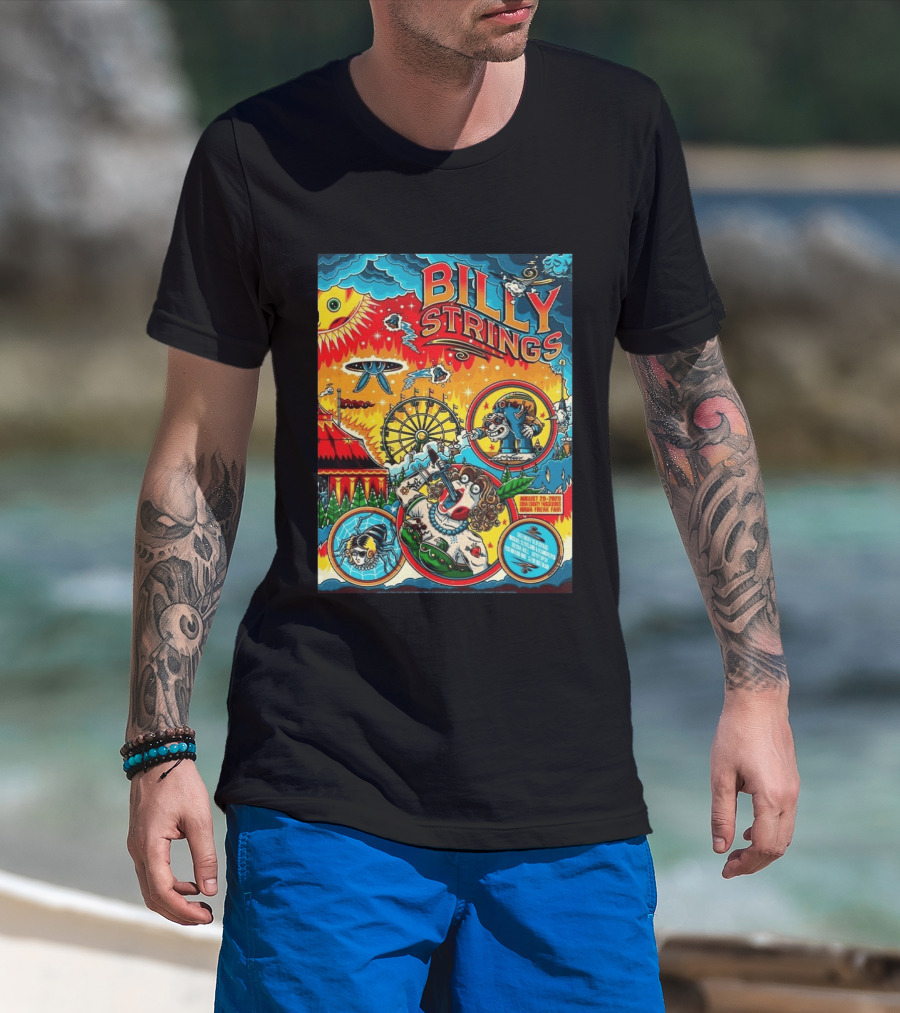Billy Strings Ionia Freak Fair 2026 Night 2 Ionia MI August 29 UFO Carnival Extravaganza Ferris Wheel T-Shirt