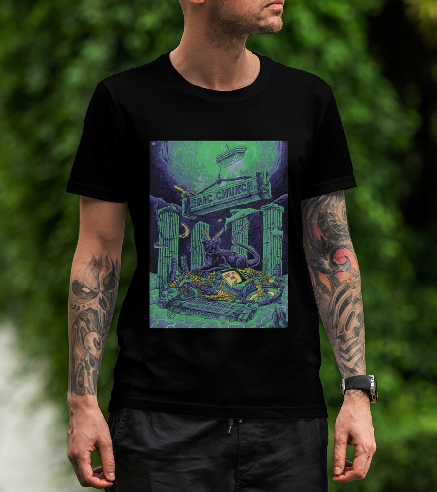 Eric Church Soaring Eagle Casino Resort 2026 Mt Pleasant MI August 14 Mythical Panther And Serpent T-Shirt
