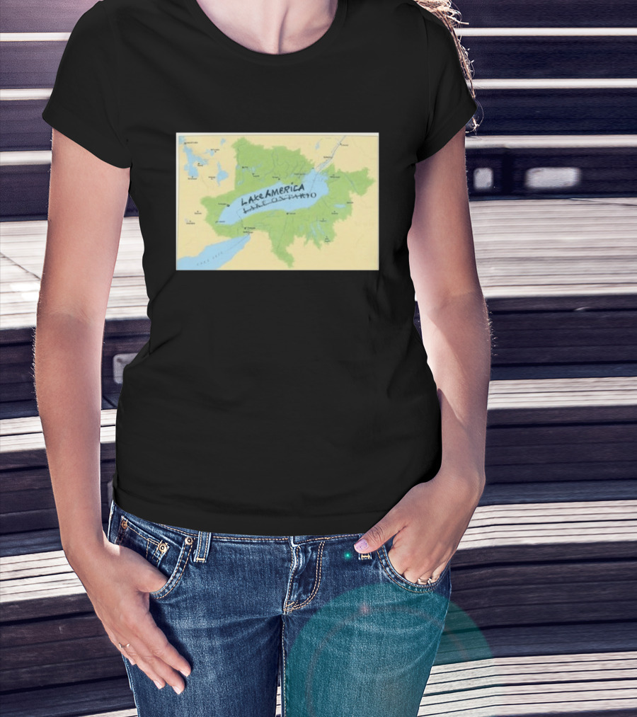 Lake Ontario Map Lake America Fun Geography Twist T-Shirt