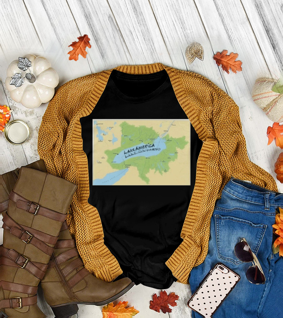 Lake Ontario Map Lake America Fun Geography Twist T-Shirt