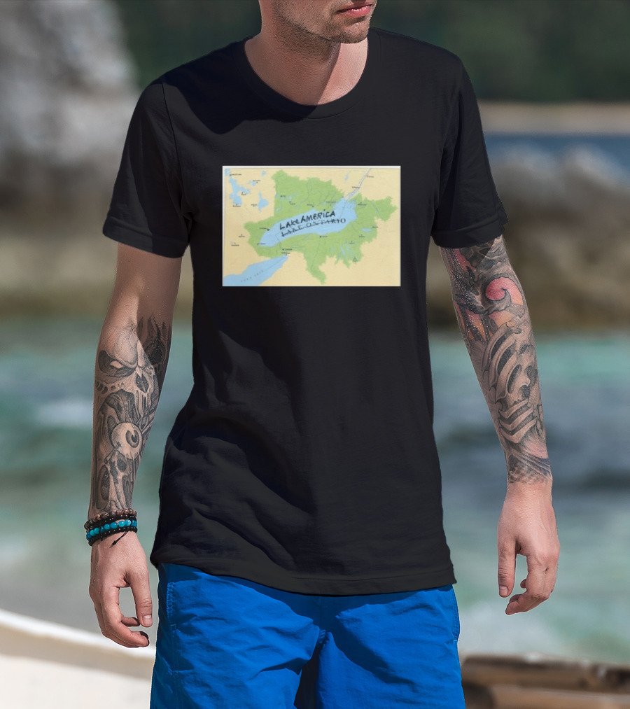 Lake Ontario Map Lake America Fun Geography Twist T-Shirt
