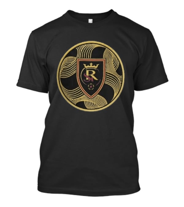 Royal Shield Gold Crown Monogram Rs Filigree Circular T-Shirt
